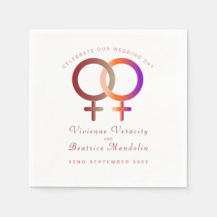 Serviette En Papier Arc en ciel symboles lesbienne mariage napkin