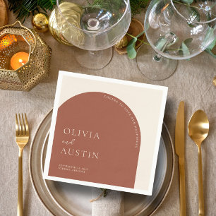 Serviette En Papier Arc minimaliste en terre cuite à la joie Mariage d