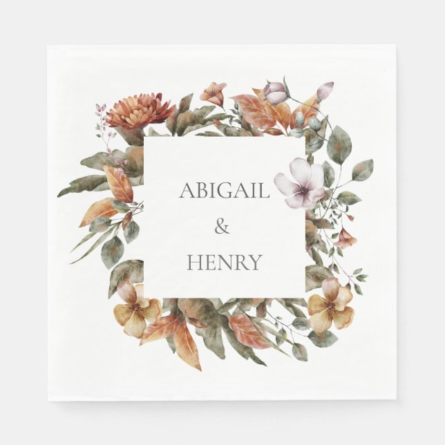 Serviette En Papier Arc Romantique d'automne Mariage floral (Devant)