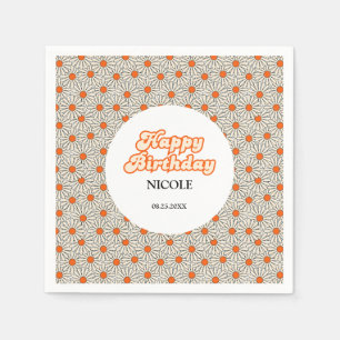 Serviette En Papier Arc Super rétro Bright Orange Daisy Anniversaire