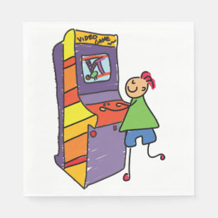 Serviette En Papier Arcade Gamer Stick Figure Fun Vidéo Vintage jeu