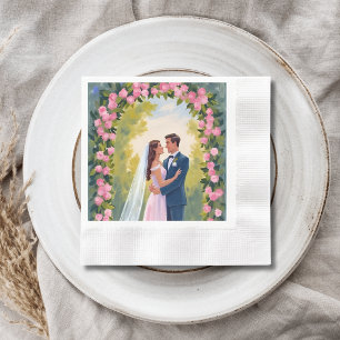 Serviette En Papier Arche de jardin pour mariés Mariage floral peint