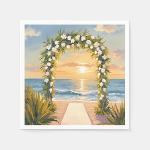 Serviette En Papier Arche de mariage de plage aquarelle florale