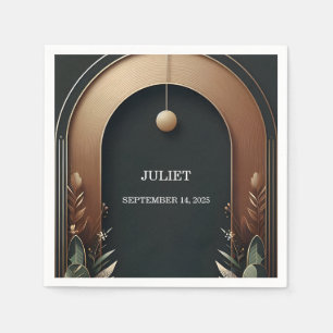 Serviette En Papier Arche de Mariage Ferme de Grange Rustique en Bois 