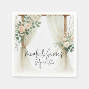 Serviette En Papier Arche en bois fleurie de verdure et de roses maria