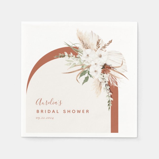 Serviette En Papier Arche florale Boho Terracotta (Devant)
