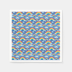 Serviette En Papier Arcs-en-ciel colorés et nuages