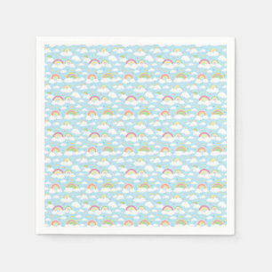 Serviette En Papier Arcs-en-ciel colorés et nuages