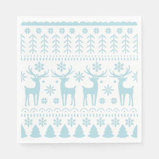 Serviette En Papier Arctic Blue Folk Art thème hiver