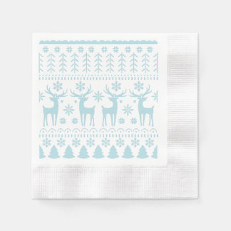 Serviette En Papier Arctic Blue Folk Art thème hiver