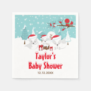 Serviette En Papier Arctic Fox Noël Baby shower forestier