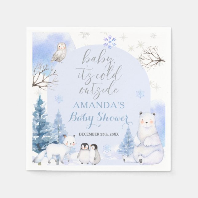 Serviette En Papier ARCTIQUE Flammes de neige d'ANIMAL Arbres Baby sho (Devant)