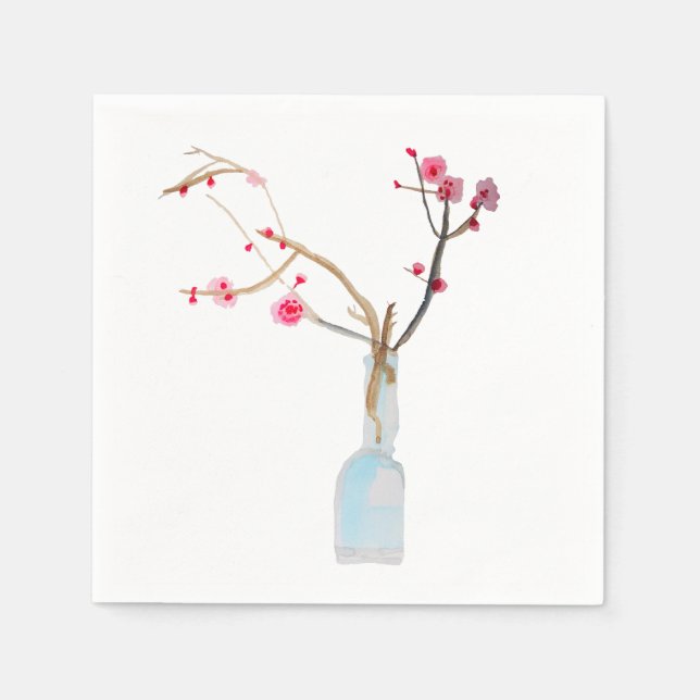 Serviette En Papier Ardoise en sakura cerise en fleurs (Devant)