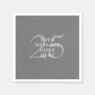 Serviette En Papier Argent 25e anniversaire Mariage Confetti Élégant