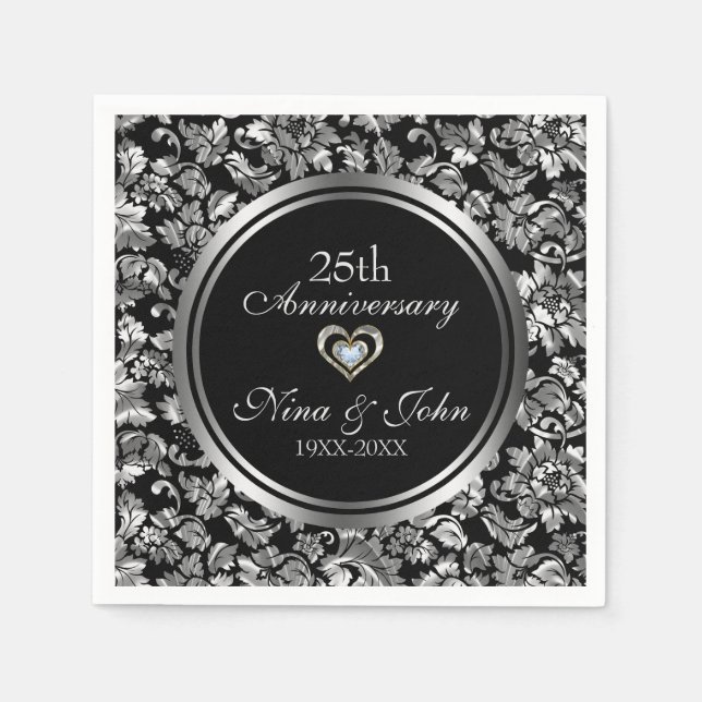 Serviette En Papier Argent Damask (Devant)