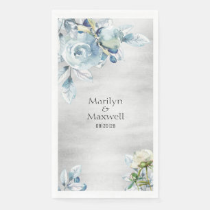 Serviette En Papier Argent Dusty Blue Peony Mariage long dîner Napkin