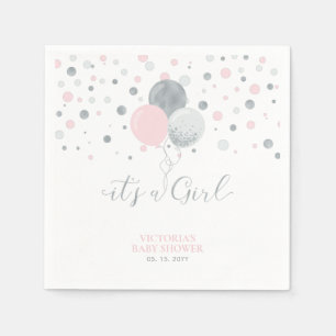 Serviette En Papier Argent et rose C'est une serviette Baby shower fil