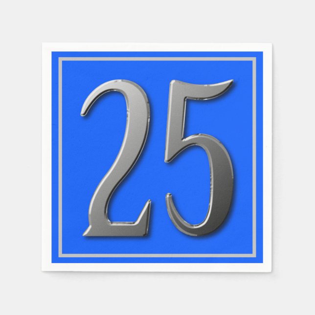 Serviette En Papier Argent métallique Numéro Vingt-cinq (Devant)