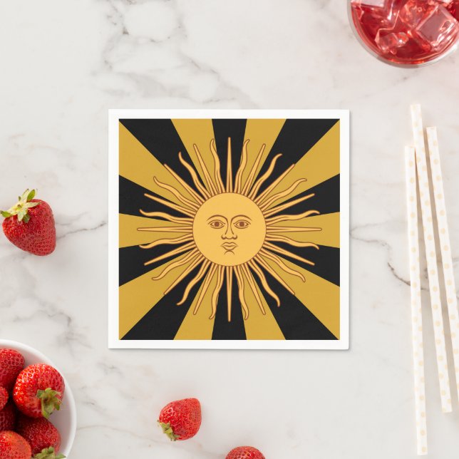 Serviette En Papier Argentine Golden Sun, Sol de Mayo (En situation)