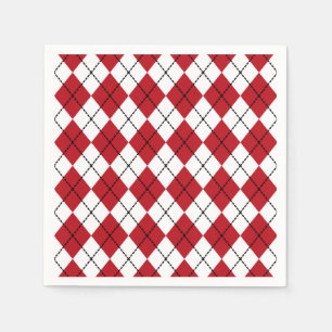 Serviette En Papier Argyle Rouge Classique BBQ Pique-Nique Été 
