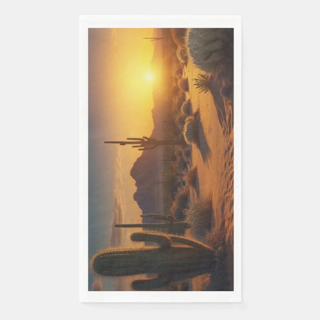 Serviette En Papier Arizona Cactus Sunset Desert (Devant)