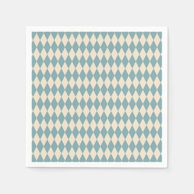 Serviette En Papier Arlequin bleu vintage (Devant)