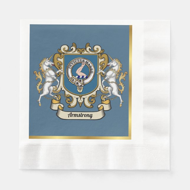 Serviette En Papier Armstrong Clan Badge Bleu Personnalisé (Devant)