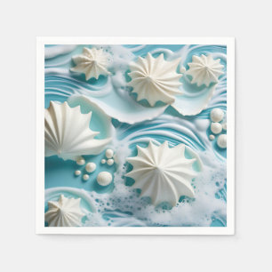 Serviette En Papier Arrière - plan bleu clair avec coquillages