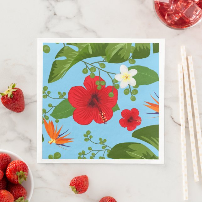 Serviette En Papier Arrière - plan de fleurs tropicales 12 (En situation)