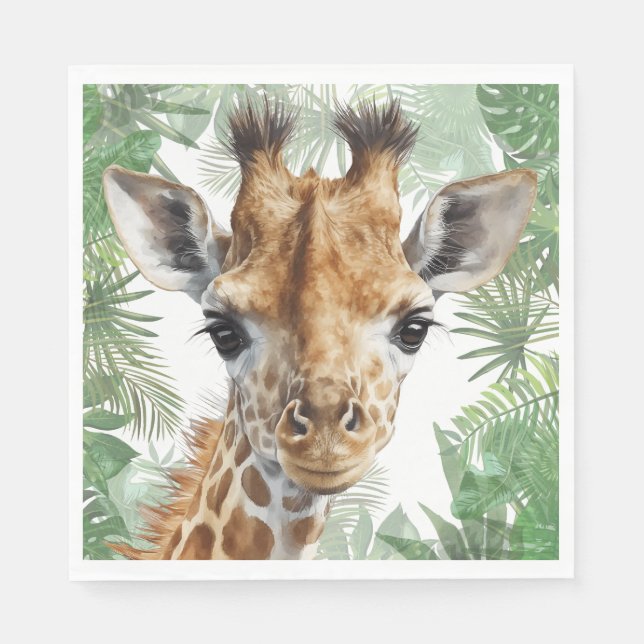 Serviette En Papier Arrière - plan de la jungle de Giraffe (Devant)