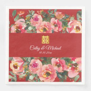 Serviette En Papier Arrière - plan rose double bonheur symbole