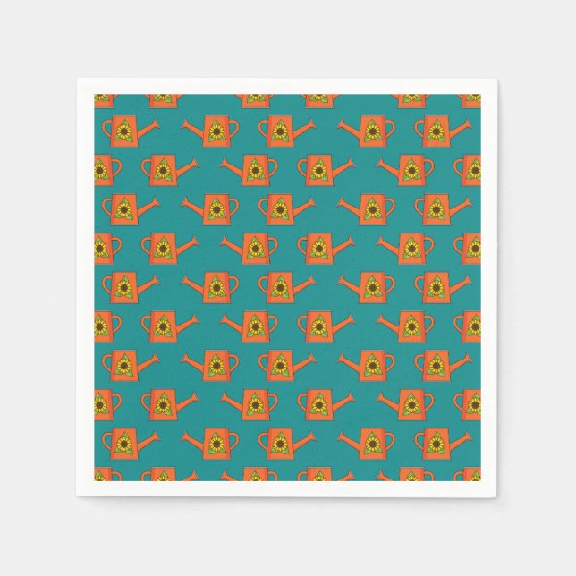Serviette En Papier Arrosage orange avec tournesol (Devant)