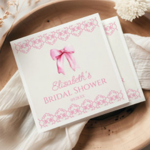 Serviette En Papier Arrosoir de mariage à ruban coquette rose