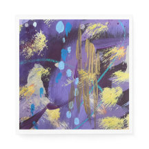Art abstrait bleu, violet et or énergique 