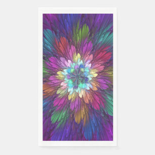 Serviette En Papier Art abstrait fractal de fleurs psychédéliques colo