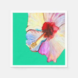 Serviette En Papier art aquarelle d'hibiscus d'été
