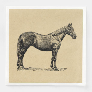 Serviette En Papier Art Cheval vintage Illustré Art équestre