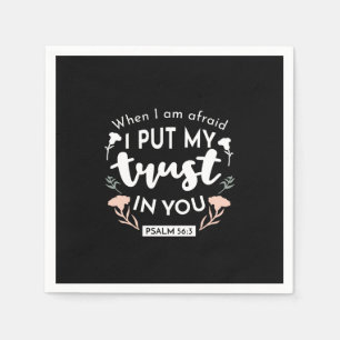 Serviette En Papier Art chrétien floral foncé - Psaume 56:3