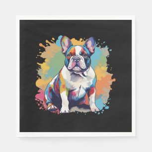 Serviette En Papier Art de bouledogue français coloré pour les amateur