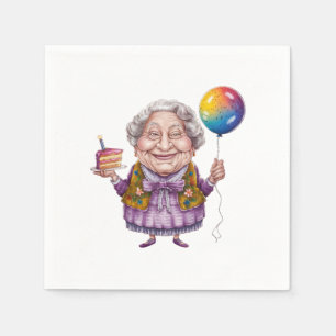 Serviette En Papier Art de fête d'anniversaire de grand-mère drôle à v