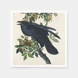Serviette En Papier Art de la nature de l'oiseau corbeau vintage Audub