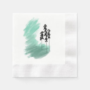Serviette En Papier art de l'arbre vert scandinave simple moderne ment