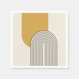 Serviette En Papier Art de ligne de style du milieu du siècle avec arc