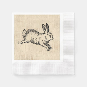Serviette En Papier Art de script d'illustrations Vintages du lapin de