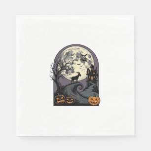 Serviette En Papier Art de silhouette Halloween vintage lune chèvre ha