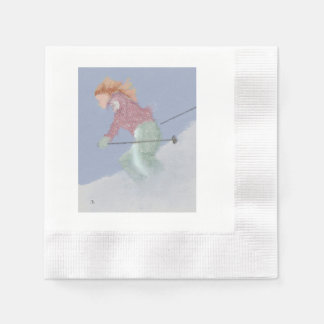 Serviette En Papier Art de Skier Femme
