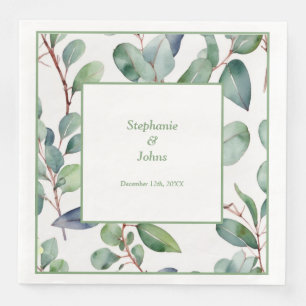 Serviette En Papier Art de verdure d'eucalyptus vert sauge Simple Mari
