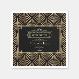 Serviette En Papier Art déco Black Gatsby Sweet sixteen des années 192