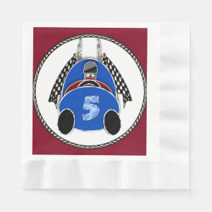 Serviette En Papier Art Déco Comic Style Blue Race Car