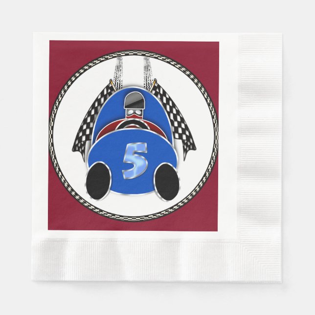 Serviette En Papier Art Déco Comic Style Blue Race Car (Devant)
